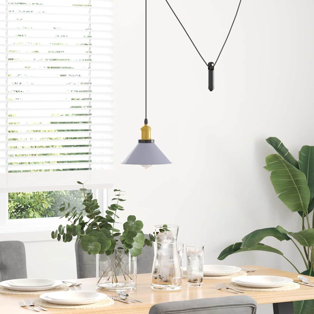 Vidaxl hanglamp in hoogte verstelbaar e27 ø22 cm metaal glanzend grijs