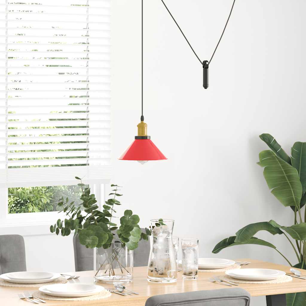 Vidaxl hanglamp in hoogte verstelbaar e27 ø22 cm metaal glanzend rood