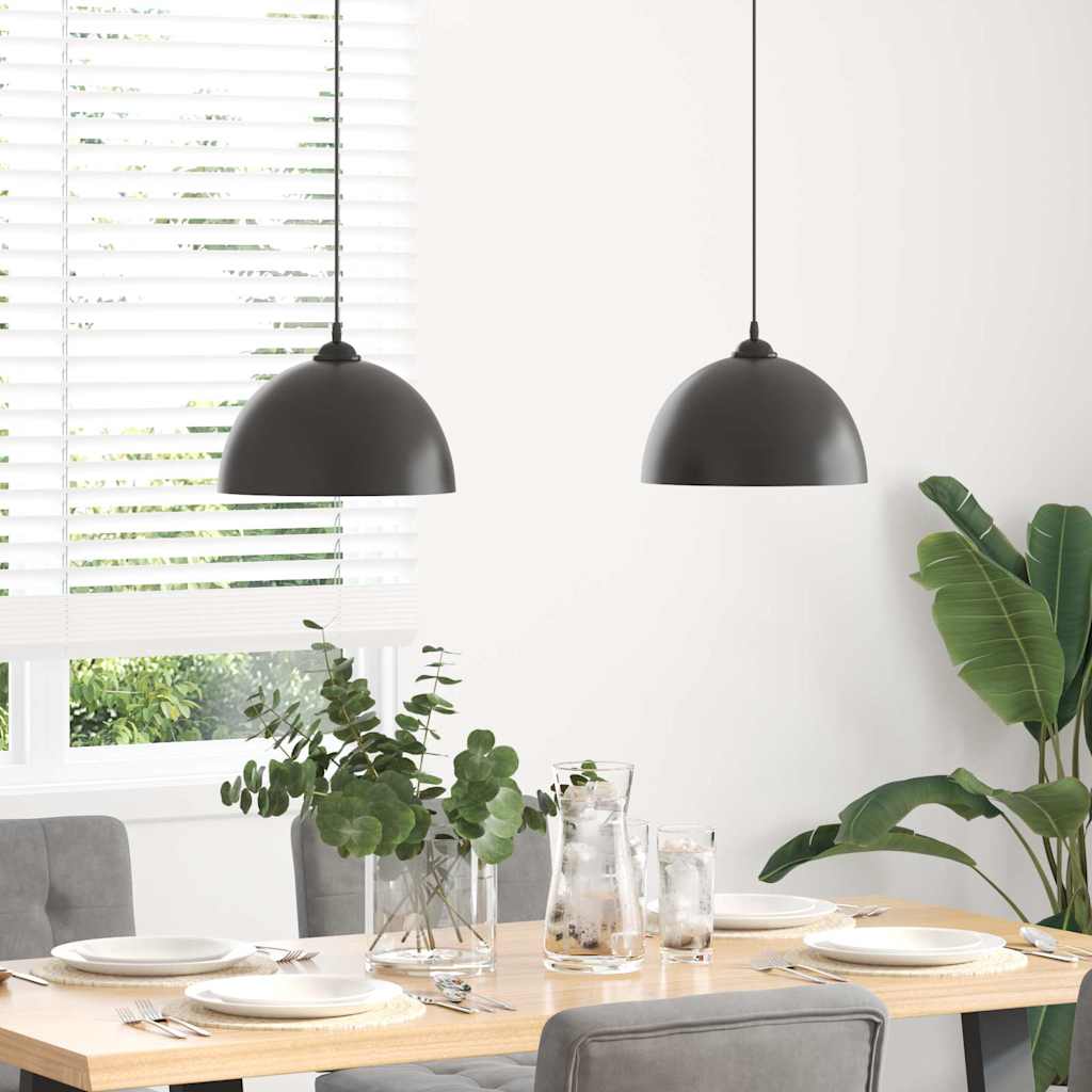 Vidaxl hanglampen 2 st in hoogte verstelbaar e27 30 cm metaal zwart