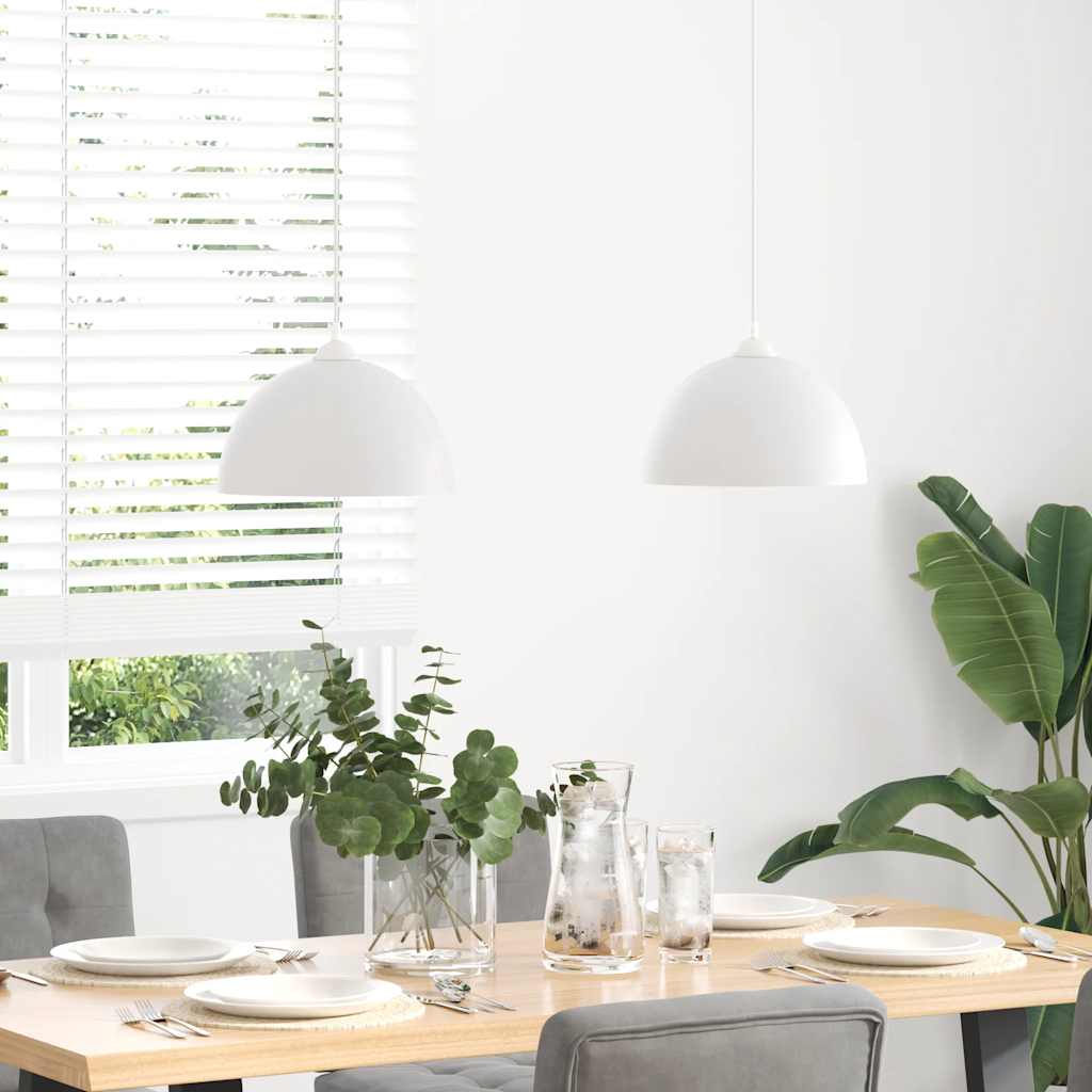 Vidaxl hanglampen 2 st in hoogte verstelbaar e27 30 cm metaal wit