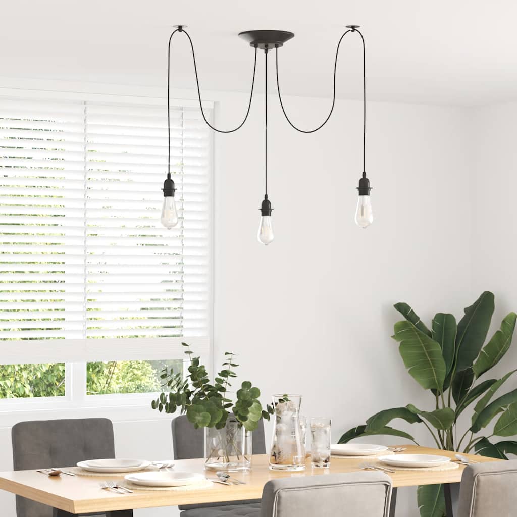 Vidaxl hanglamp met 3 lamphouders e27 metaal zwart