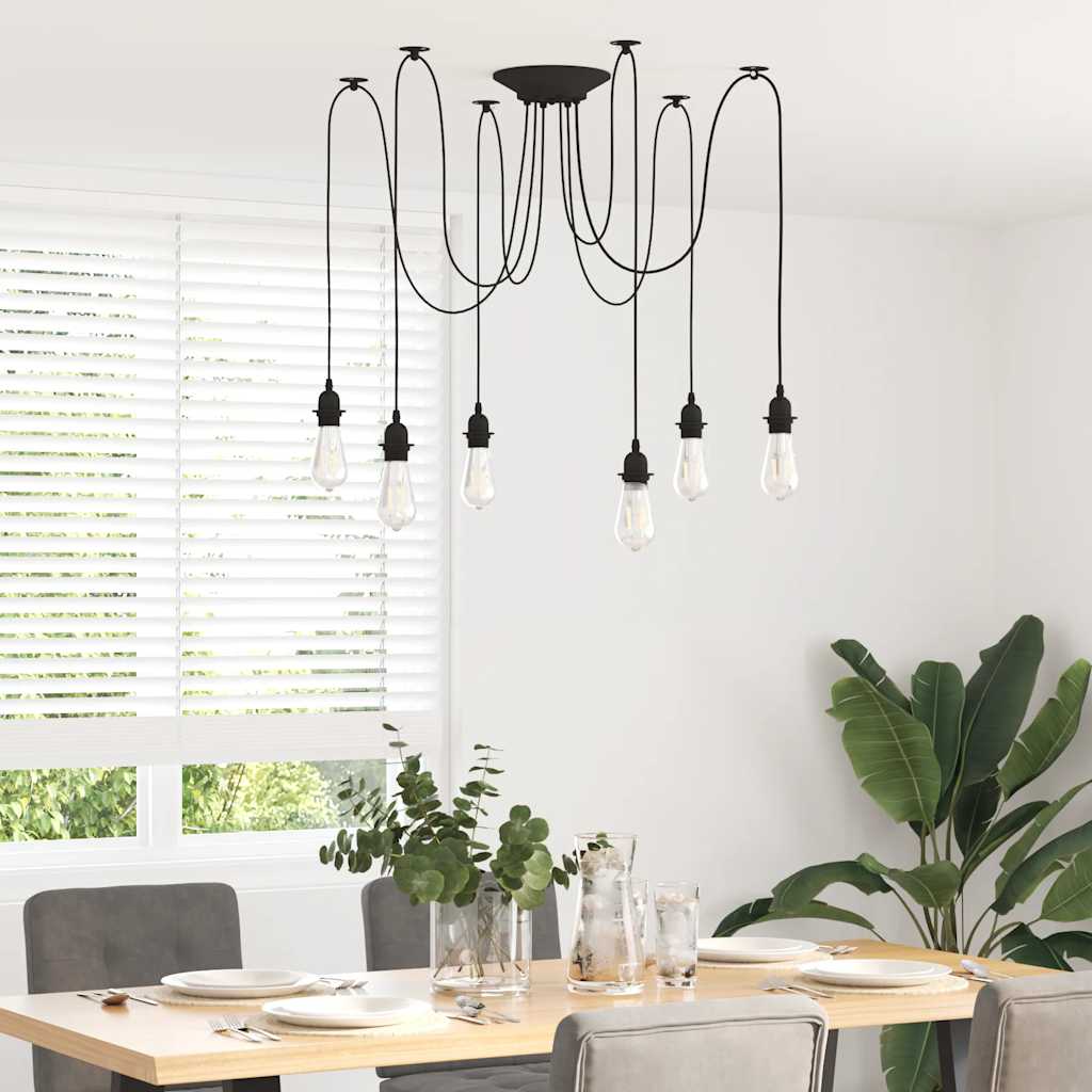 Vidaxl hanglamp met 6 lamphouders e27 metaal zwart