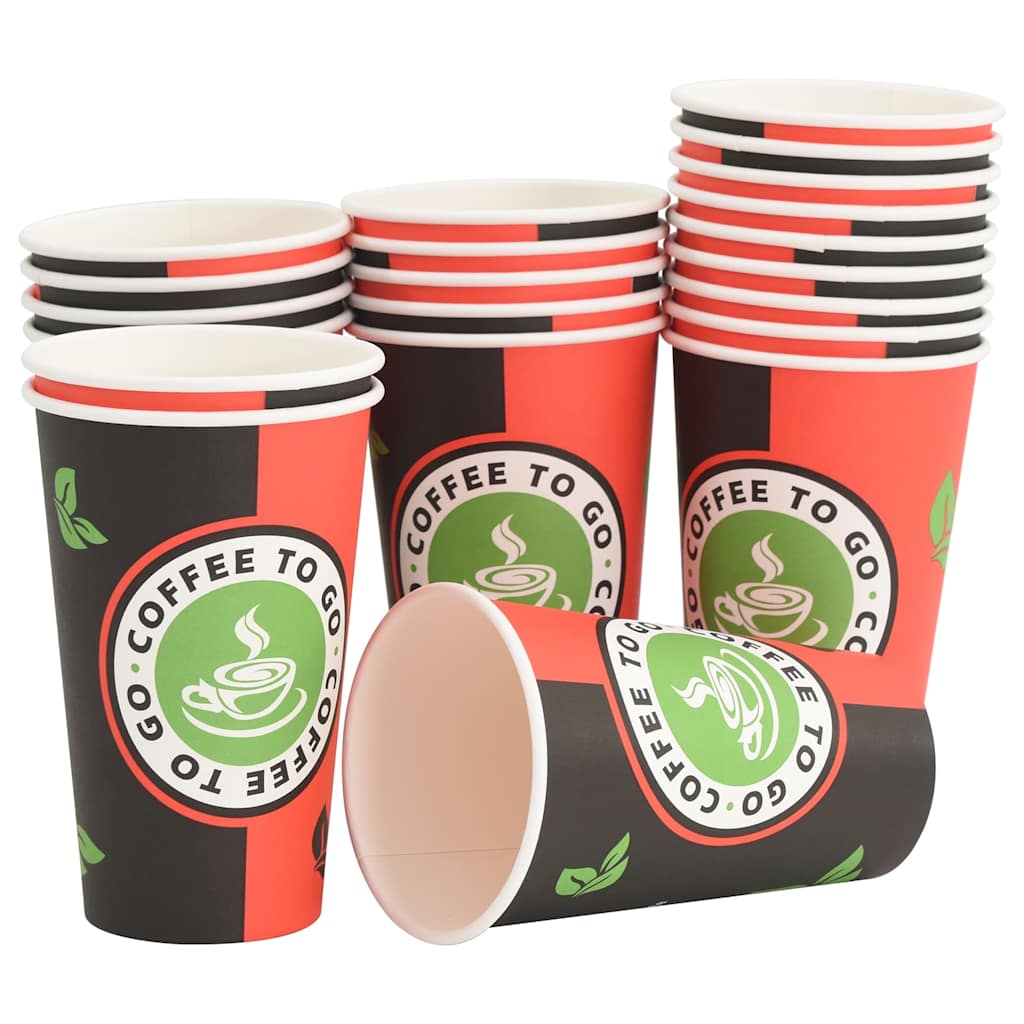 Vidaxl Paper Tazze da caffè 1000 St 16oz 400 ml di rosso e nero