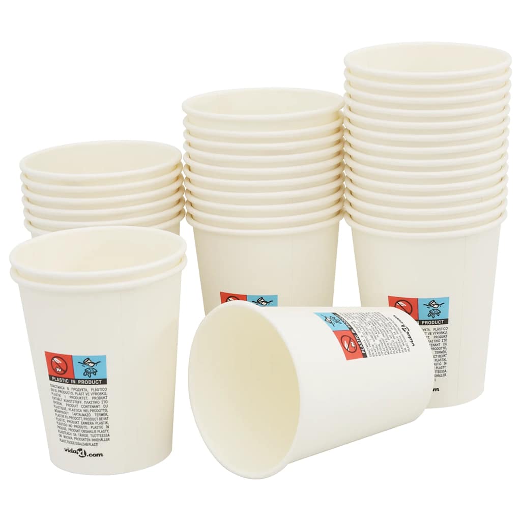 Vidaxl Paper Coffee Tazze da 1000 pezzi 8oz 200 ml di bianco