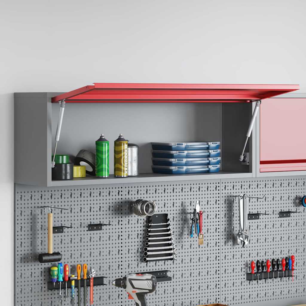 Vidaxl gereedschapskast met opslag rood en grijs 100 x 25 x 35 cm