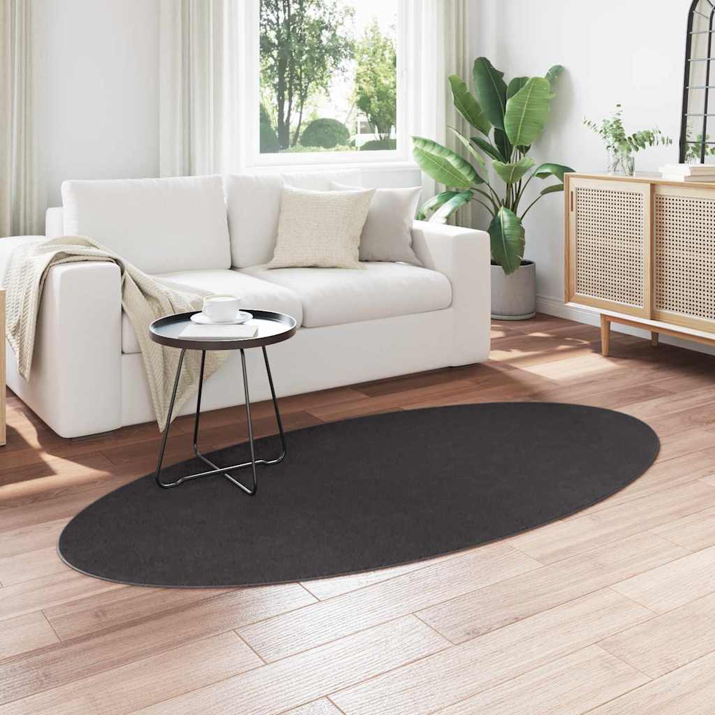 Vidaxl tappeto ovale huarte antracite 100 x 200 cm 100% poliestere