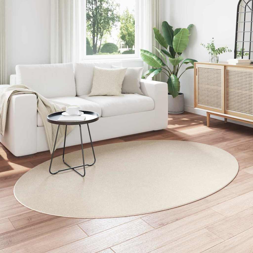 Vidaxl vloerkleden ovaal huarte beige 140 x 200 cm 100% polyester