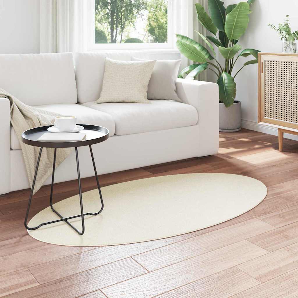 Vidaxl vloerkleden ovaal huarte crème 80 x 150 cm 100% polyester