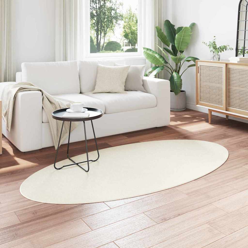 Alfombras vidaxl oval huarte crema 100 x 200 cm 100% poliéster