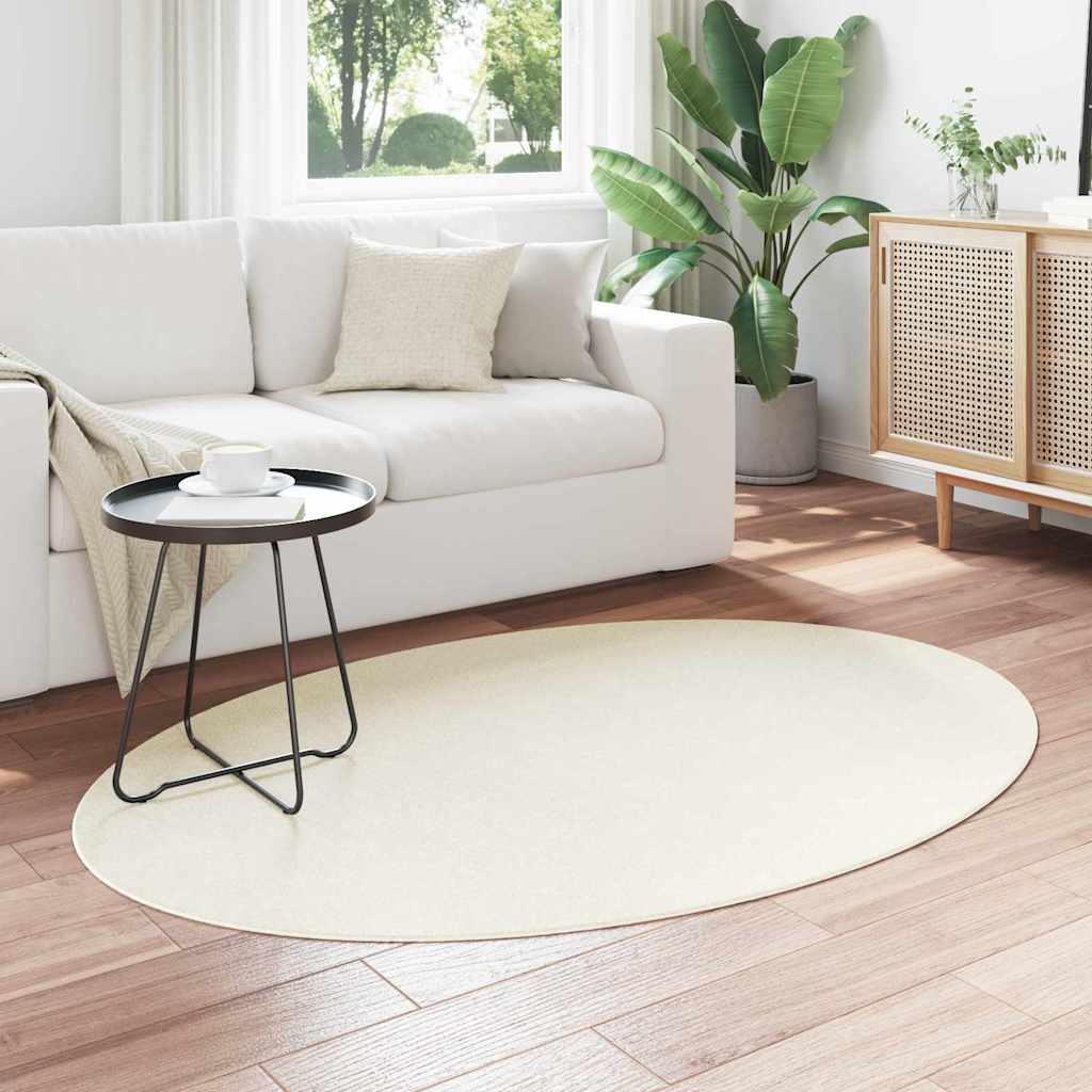 Vidaxl vloerkleden ovaal huarte crème 120 x 170 cm 100% polyester