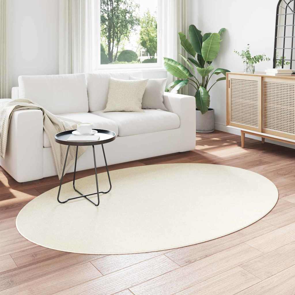 Tappeti Vidaxl ovali huarte crema 140 x 200 cm 100% poliestere