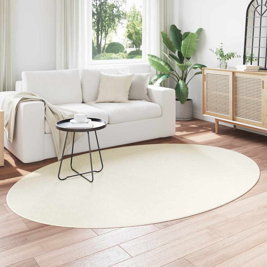 Vidaxl vloerkleden ovaal huarte crème 160 x 230 cm 100% polyester