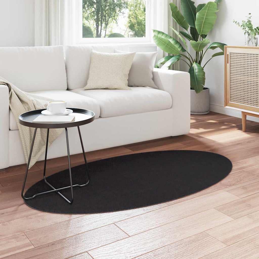 Tappeti Vidaxl ovale huarte nero 80 x 150 cm 100% poliestere