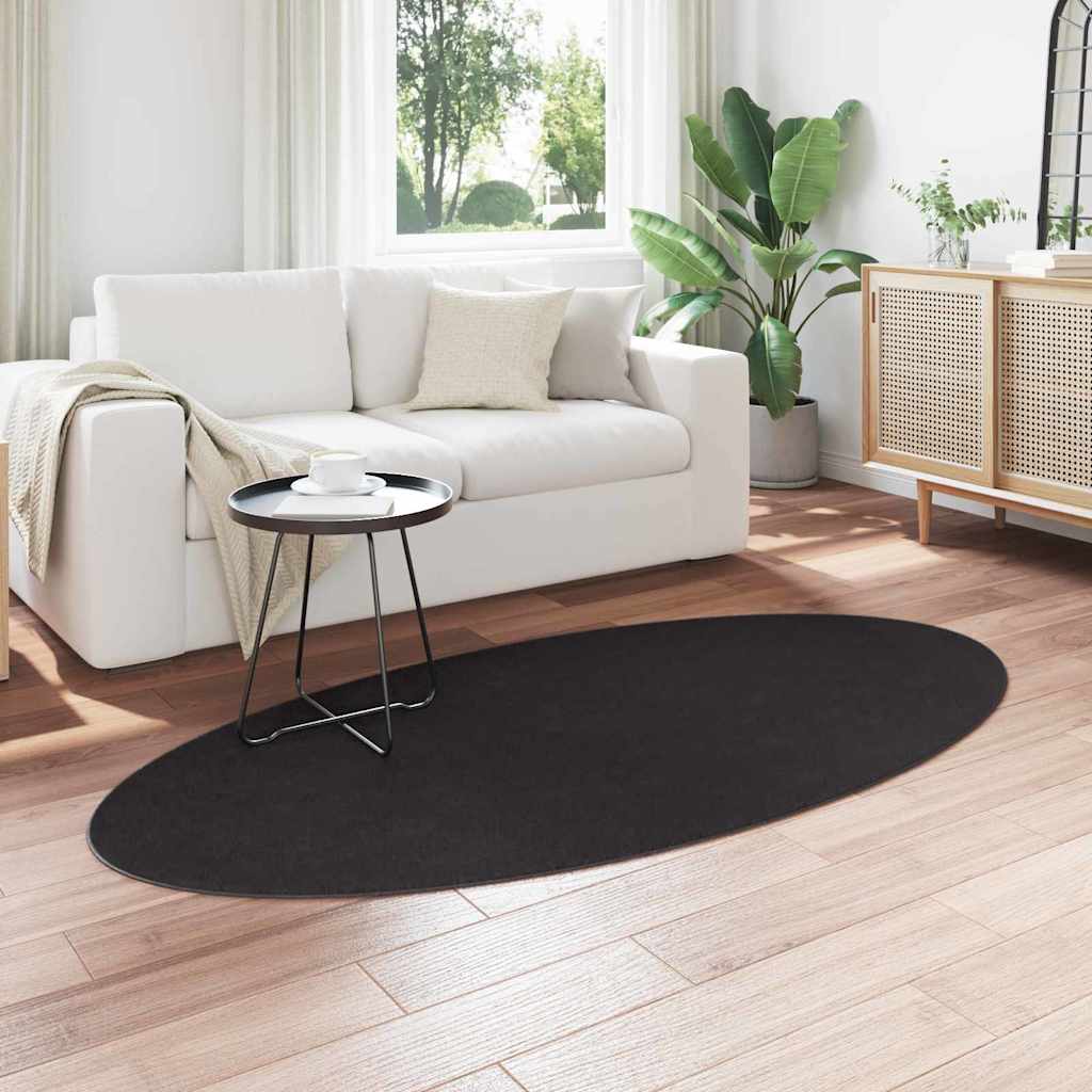 Tappeti Vidaxl ovale huarte nero 100 x 200 cm 100% poliestere