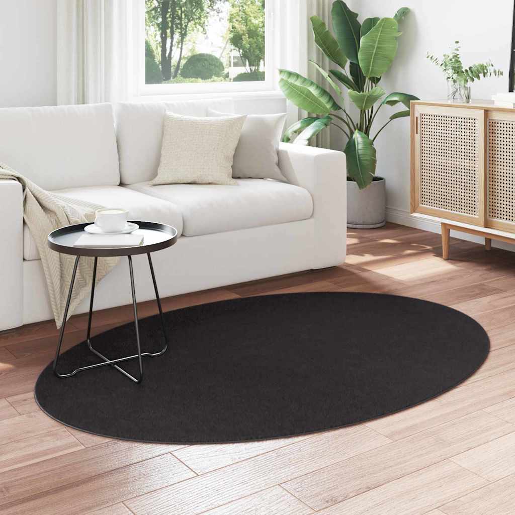 Tappeti Vidaxl ovale huarte nero 120 x 170 cm 100% poliestere
