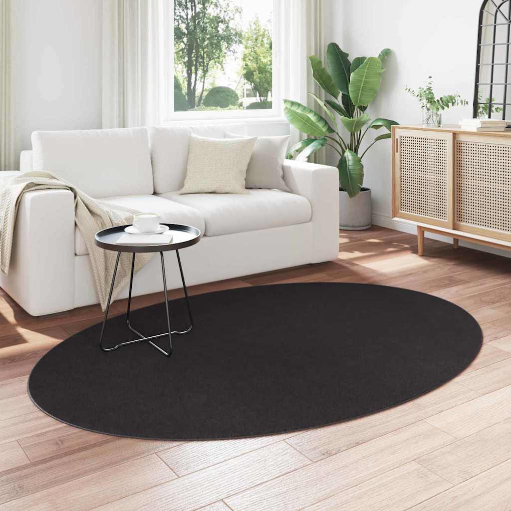 Vidaxl vloerkleden ovaal huarte zwart 140 x 200 cm 100% polyester