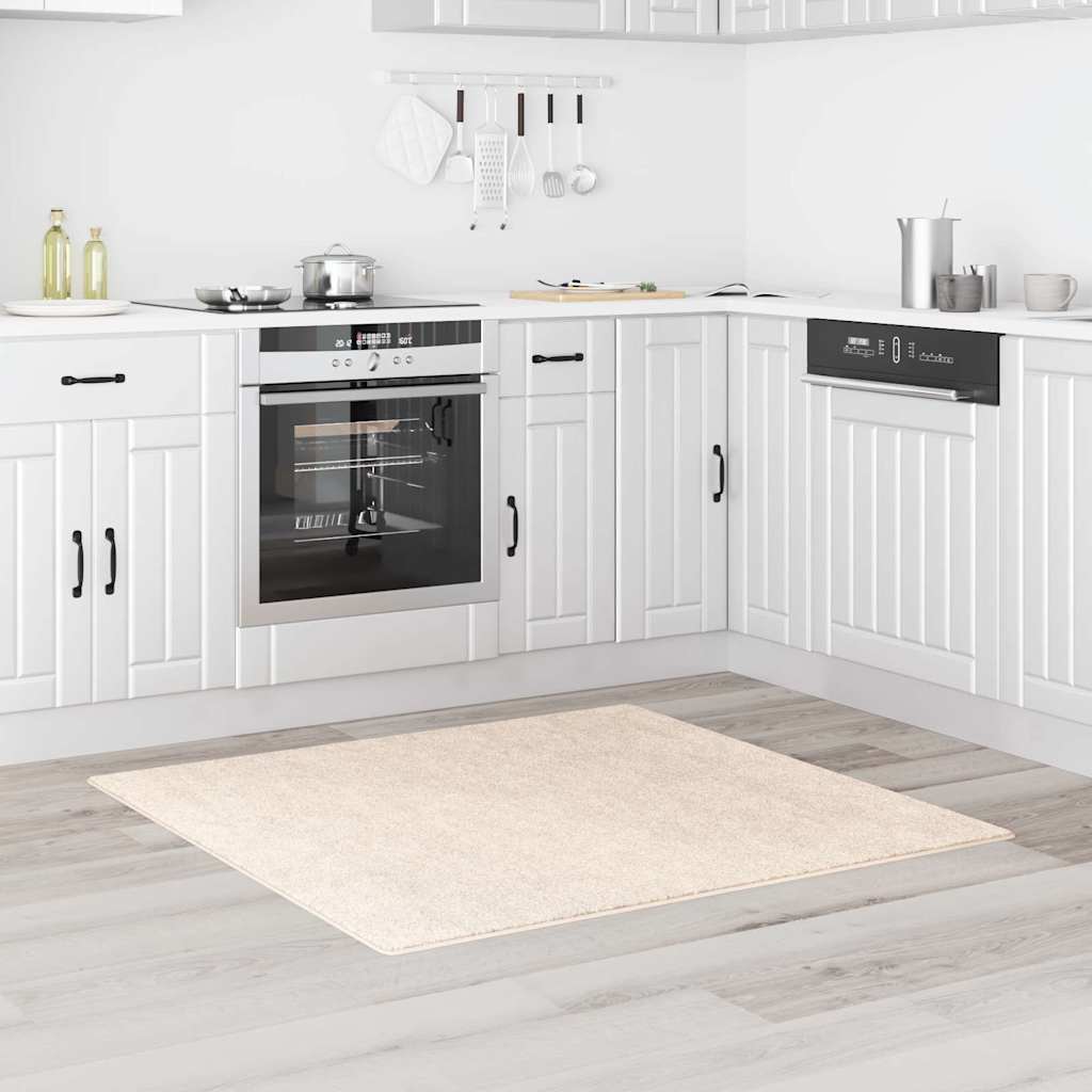 Vidaxl antislip shaggy tapijt crème 120 x 120 cm pp