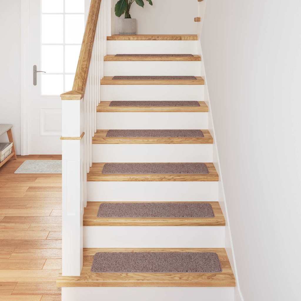 Tappetini per scale antiscivolo Vidaxl 15 pz marrone chiaro 75 x 20 cm pp