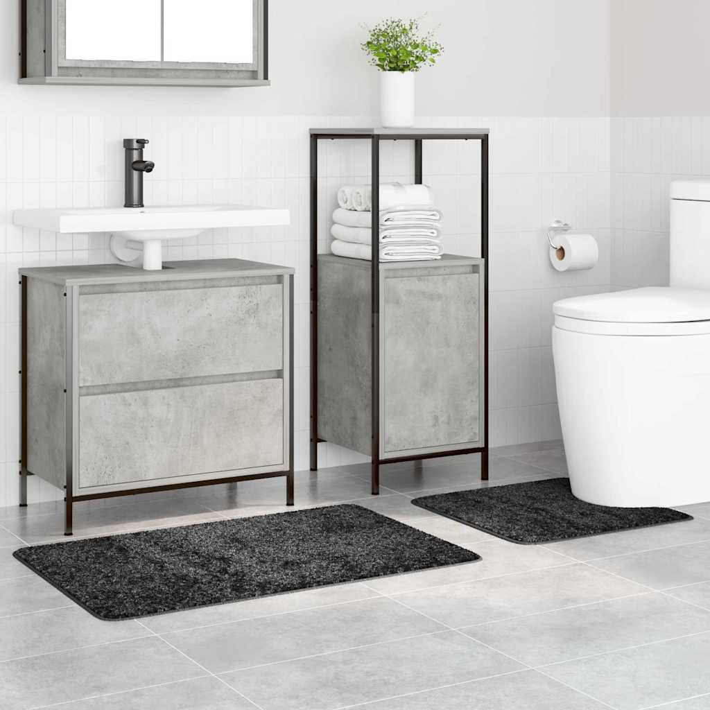 VidaXL set tappetini da bagno antiscivolo 2 pz grigio scuro pp