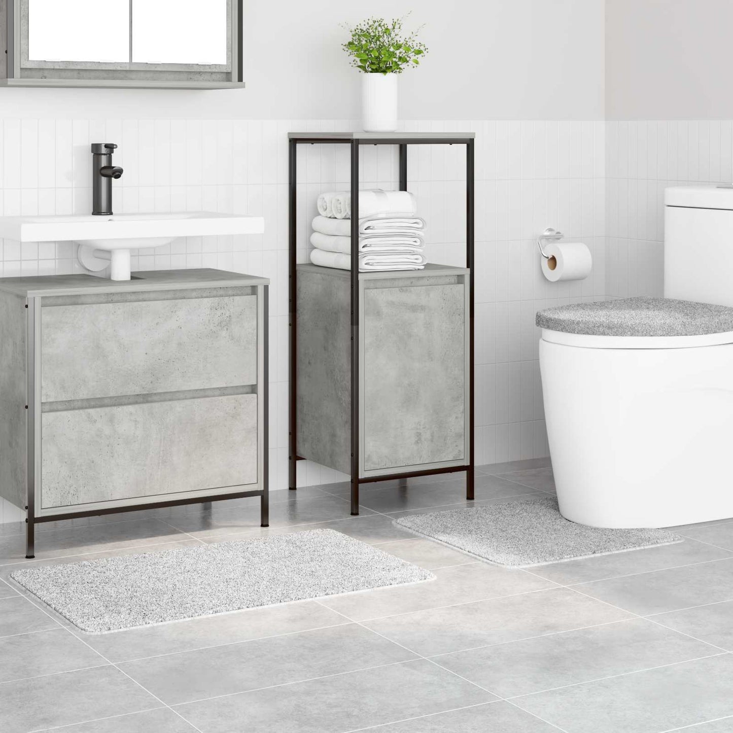 VidaXL set tappetini da bagno antiscivolo 3 pezzi grigio pp