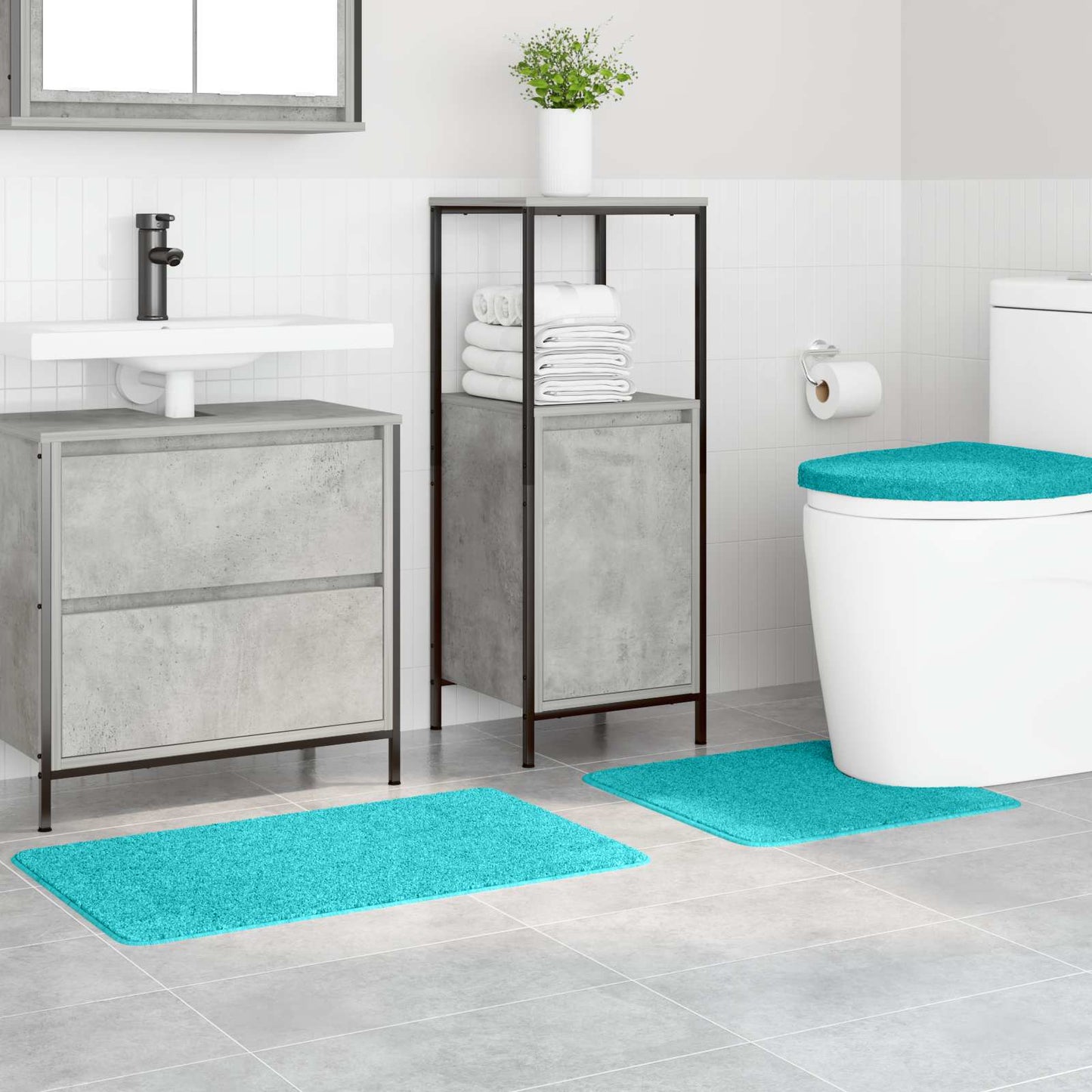 Vidaxx tappetino da bagno antiscivolo set 3 pezzi turchese pp