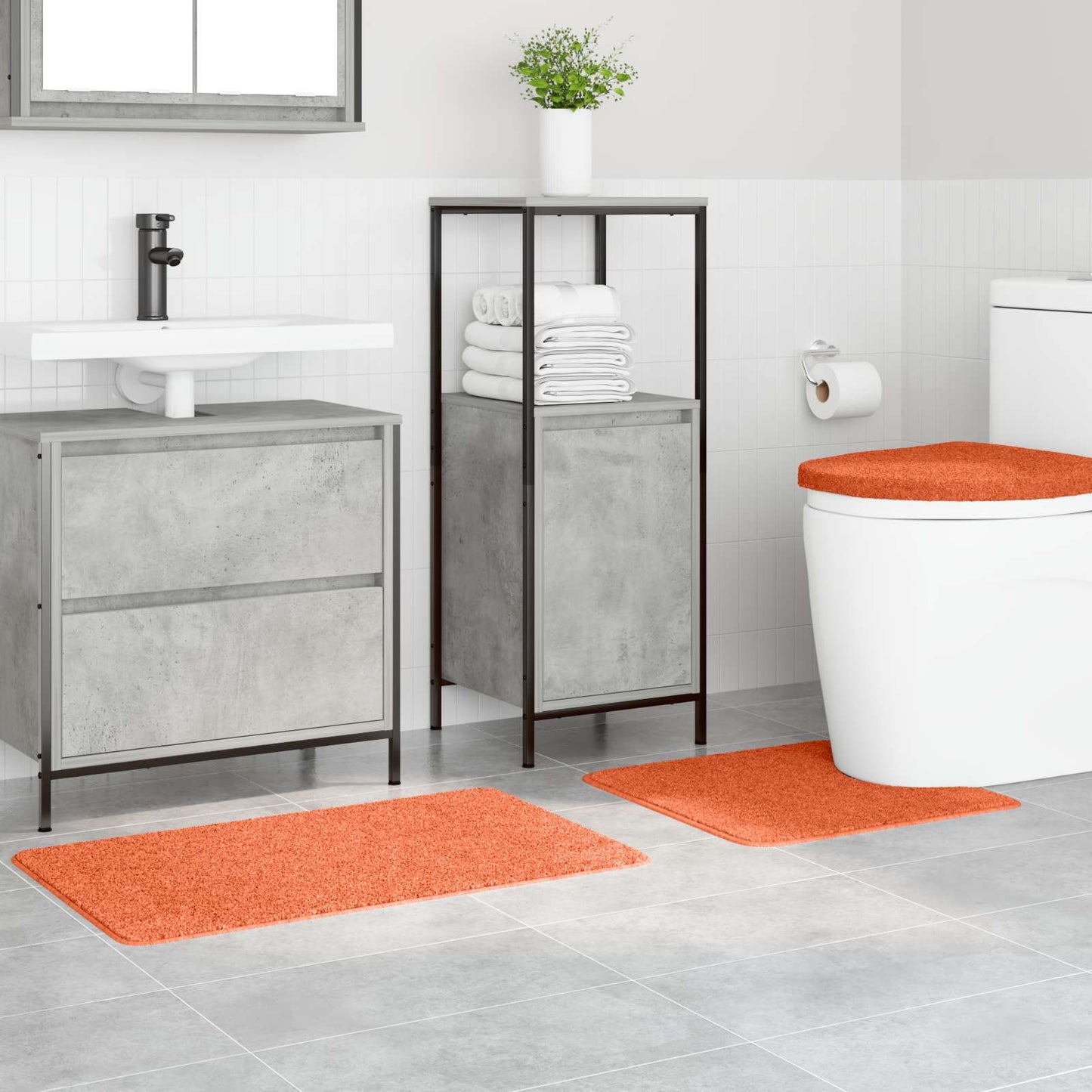 Vidaxx tappetini da bagno antiscivolo set 3 pezzi arancione pp