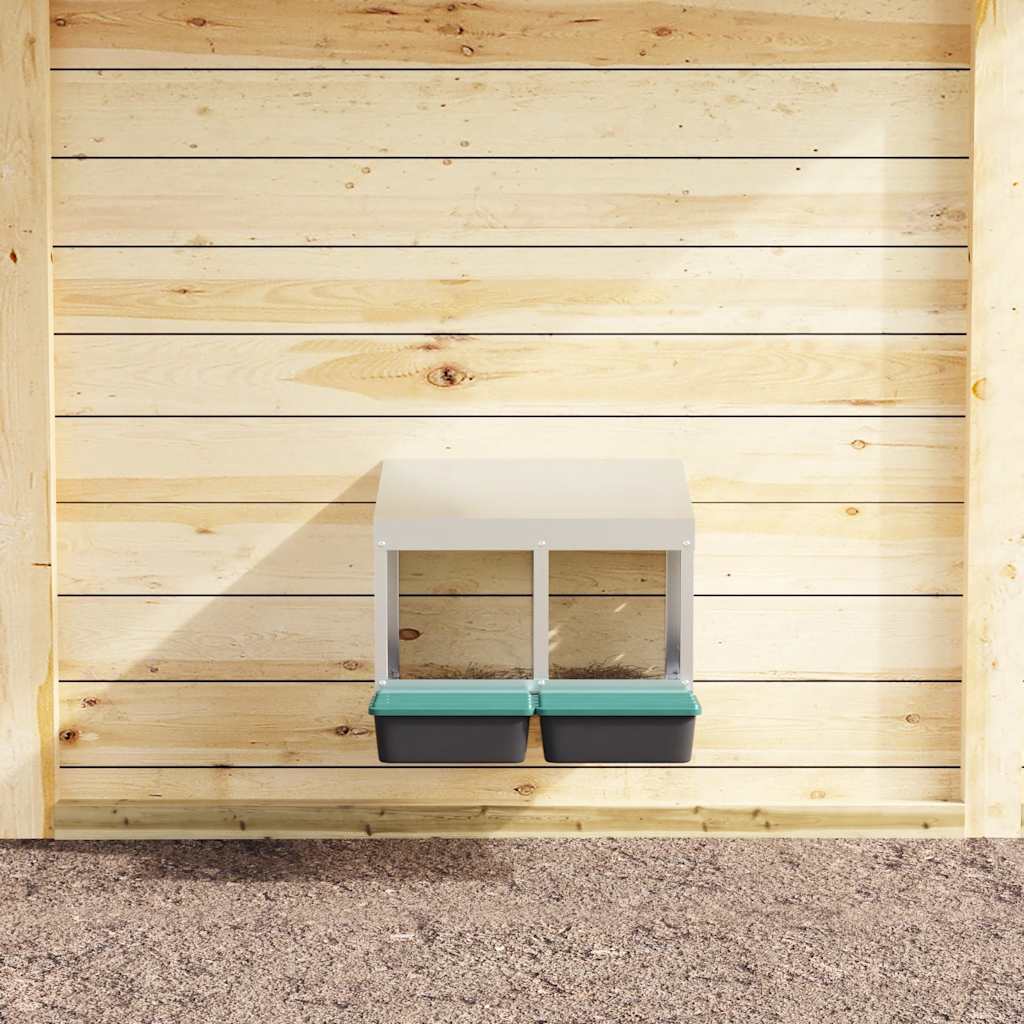 Caja nido para pollos Vidaxl 2 compartimentos de pared de acero galvanizado
