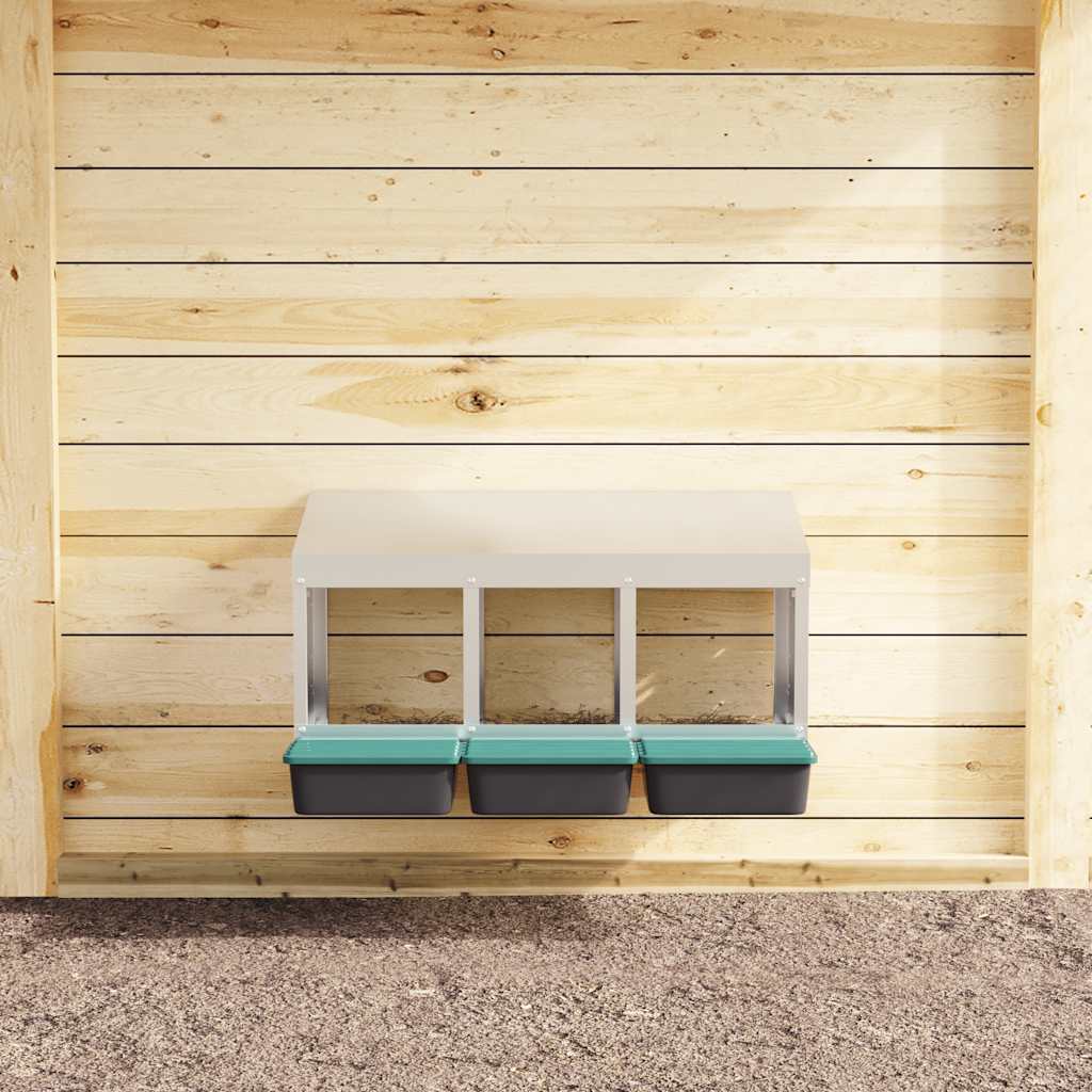 Caja nido para pollos Vidaxl 3 compartimentos de pared de acero galvanizado