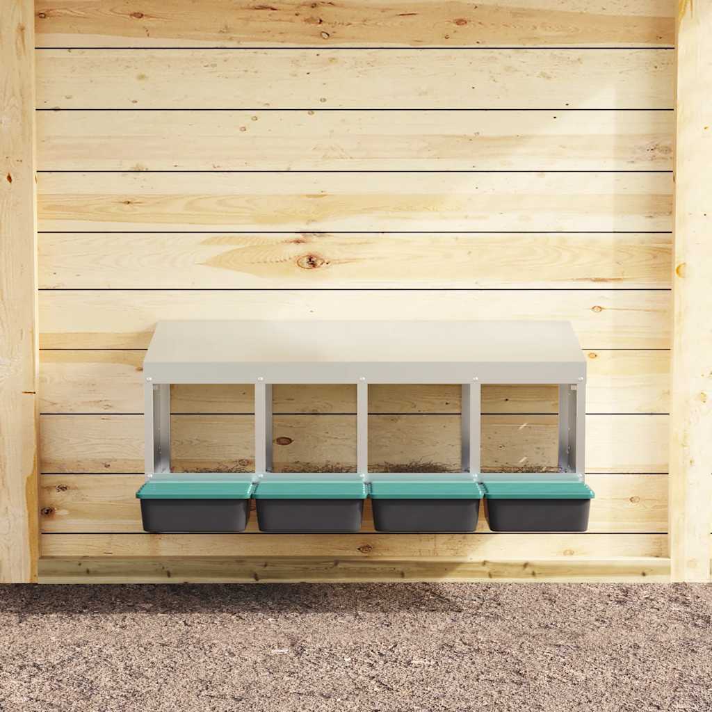 Caja nido para pollos Vidaxl 4 compartimentos de pared de acero galvanizado