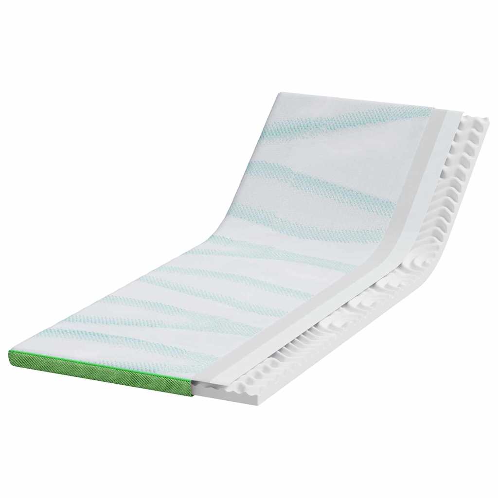 Vidaxl matrastopper wit en groen 80 x 200 cm jacquard stof