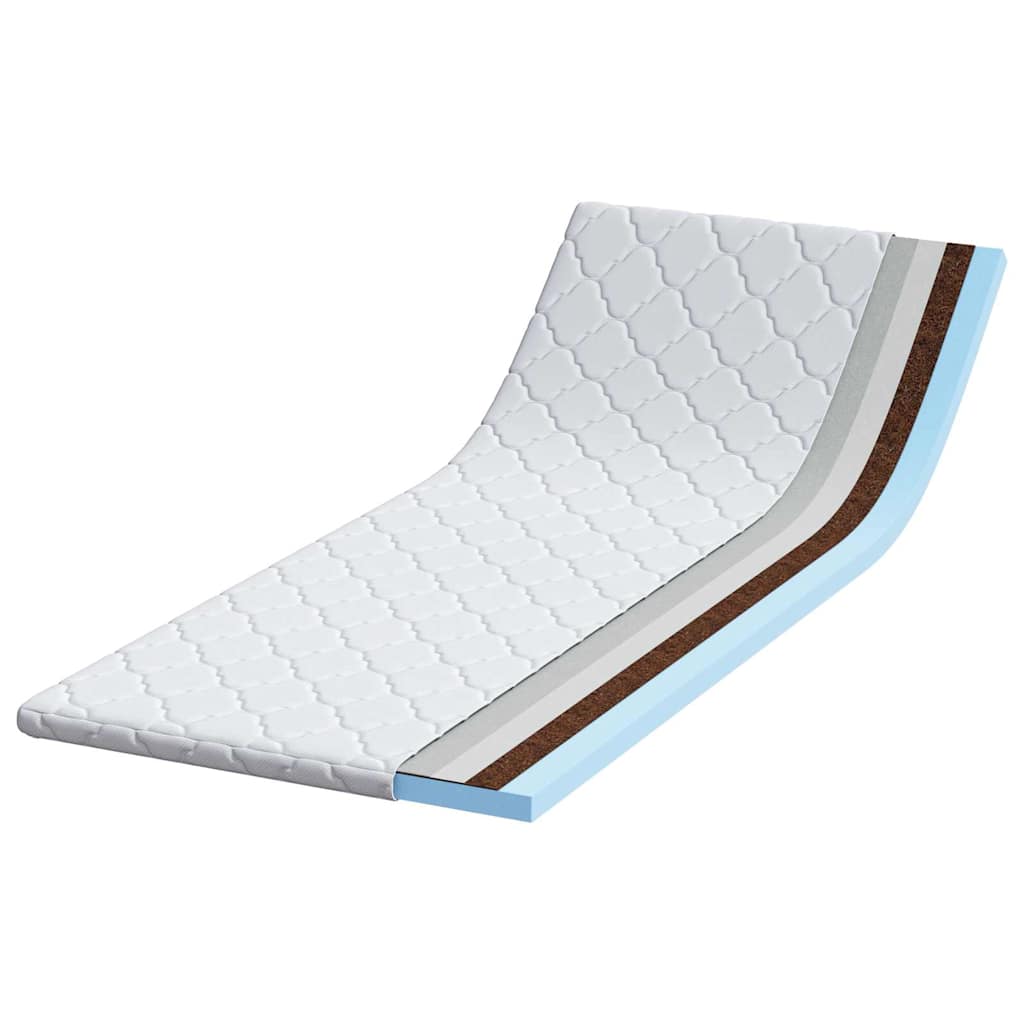 Vidaxl kokos topper wit 70 x 200 cm jacquard stof