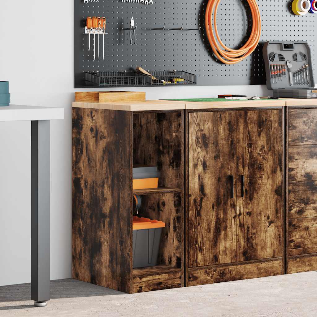 Vidaxl garagekast 30x51x85 cm massief grenenhout gerookt eiken