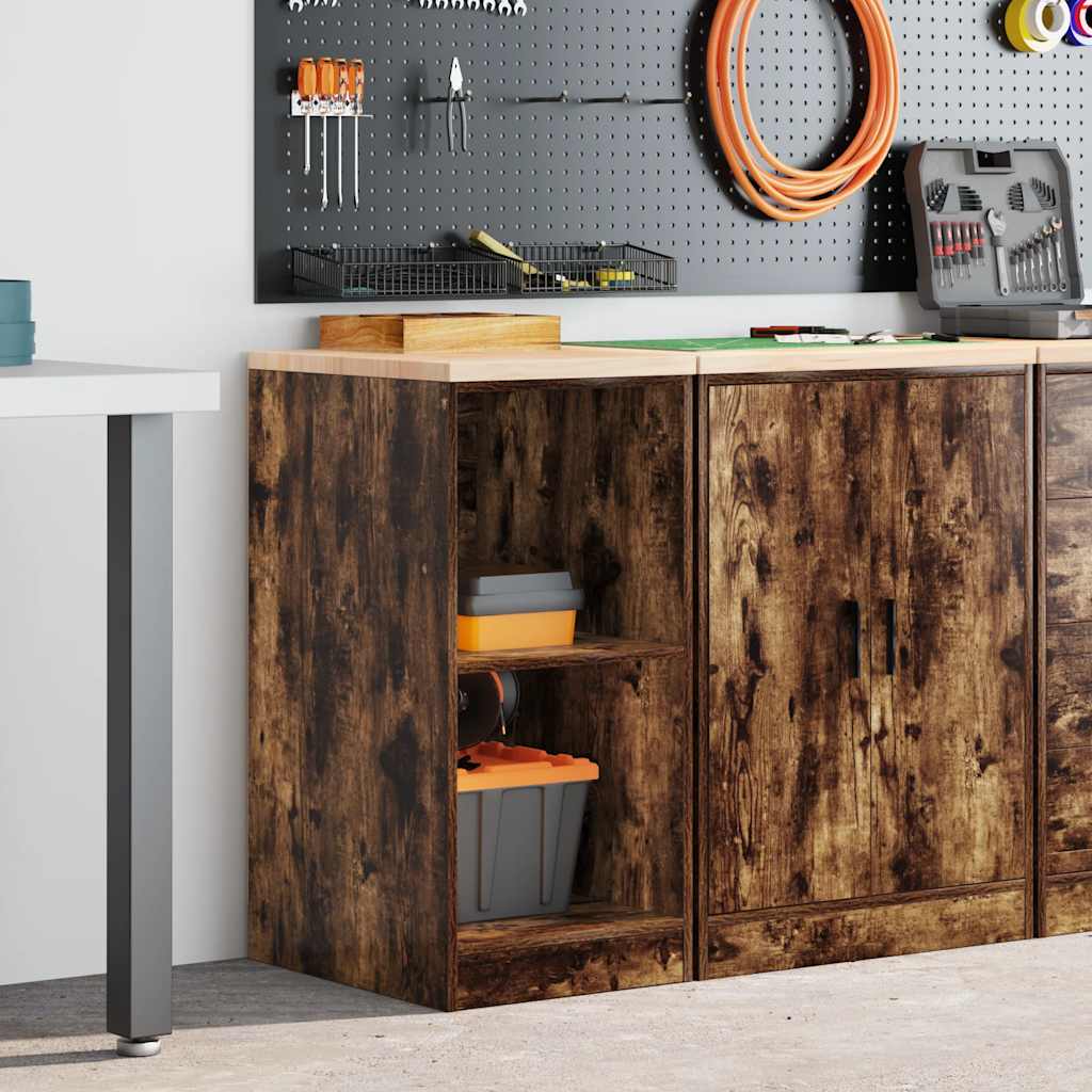 Vidaxl garagekast 40x51x85 cm massief grenenhout gerookt eiken