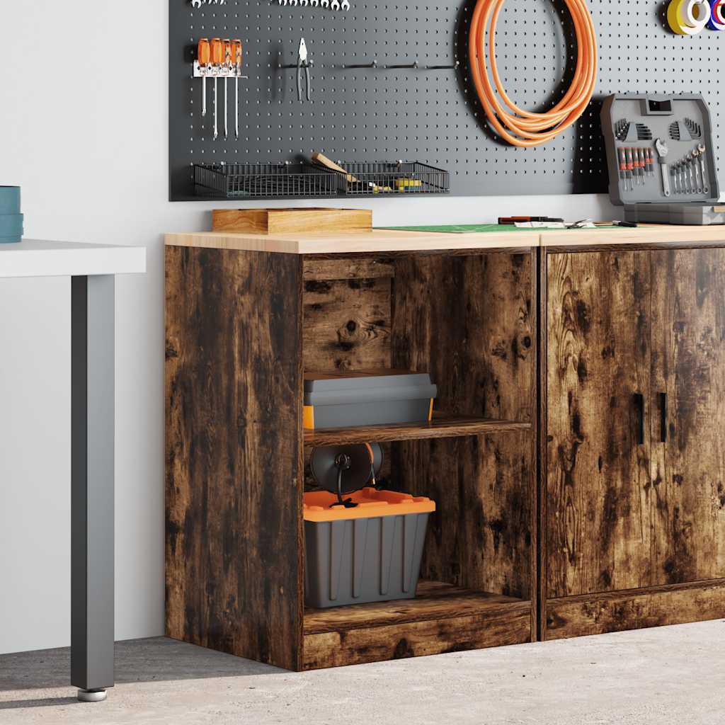 Vidaxl garagekast 60x51x85 cm massief grenenhout gerookt eiken
