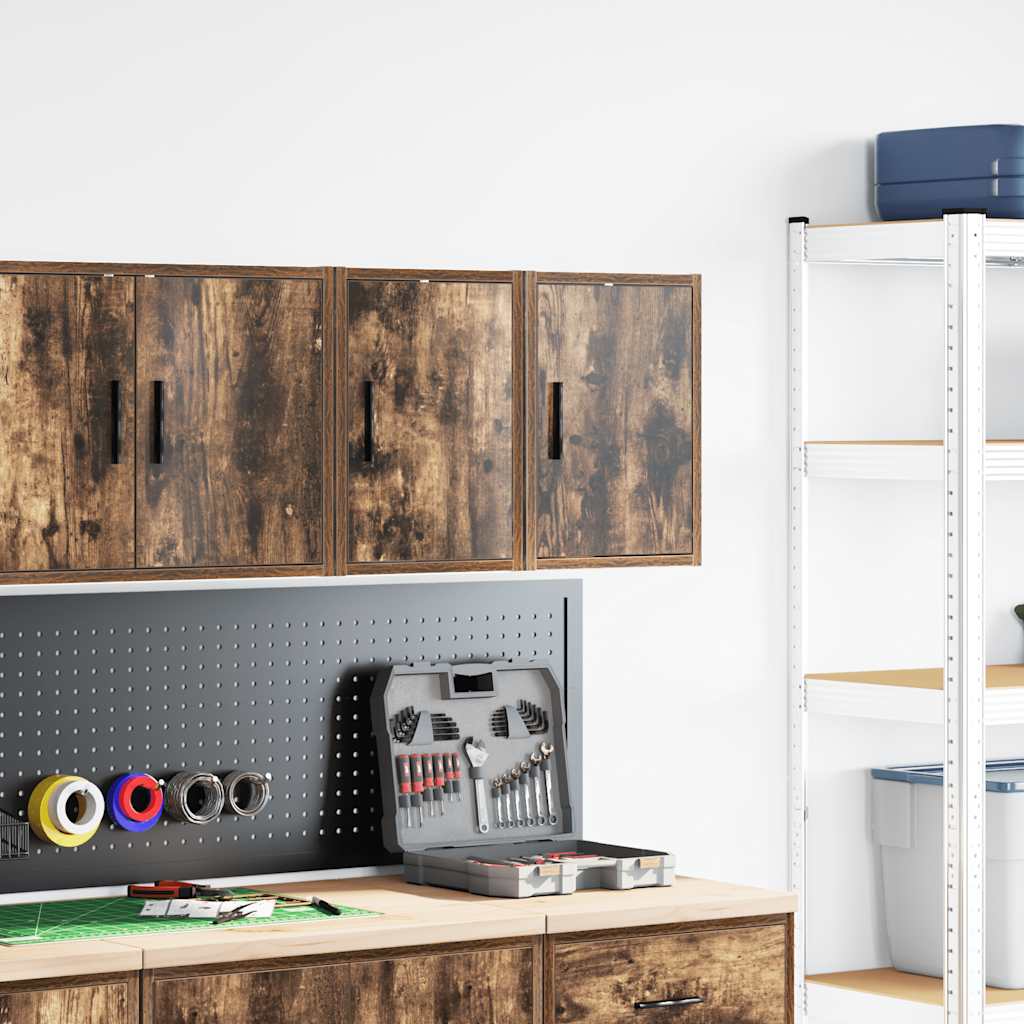 Vidaxl garagewandkasten 2 st spaanplaat gerookt eikenhout