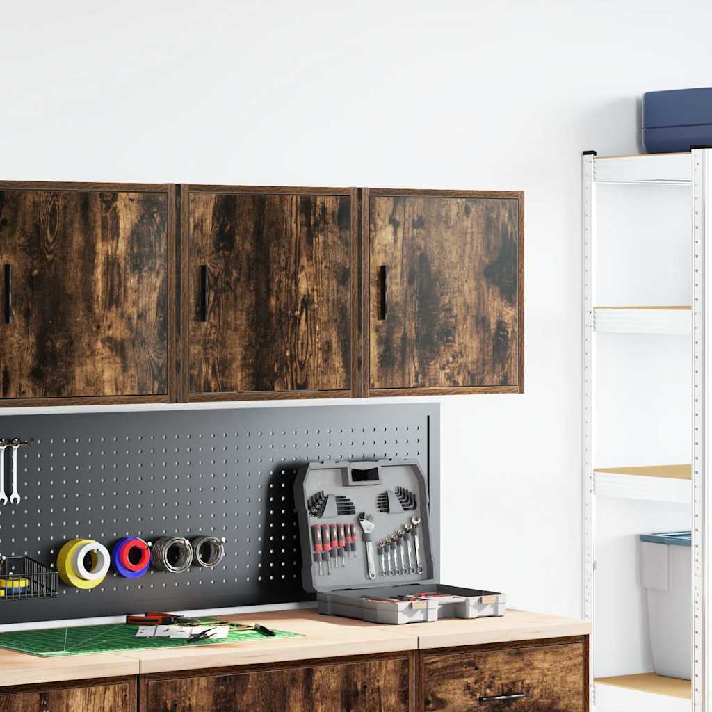 Vidaxl garagewandkasten 2 st spaanplaat gerookt eikenhout