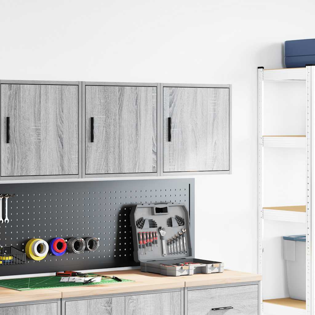 Vidaxl garagewandkasten 2 st spaanplaat sonoma grijs