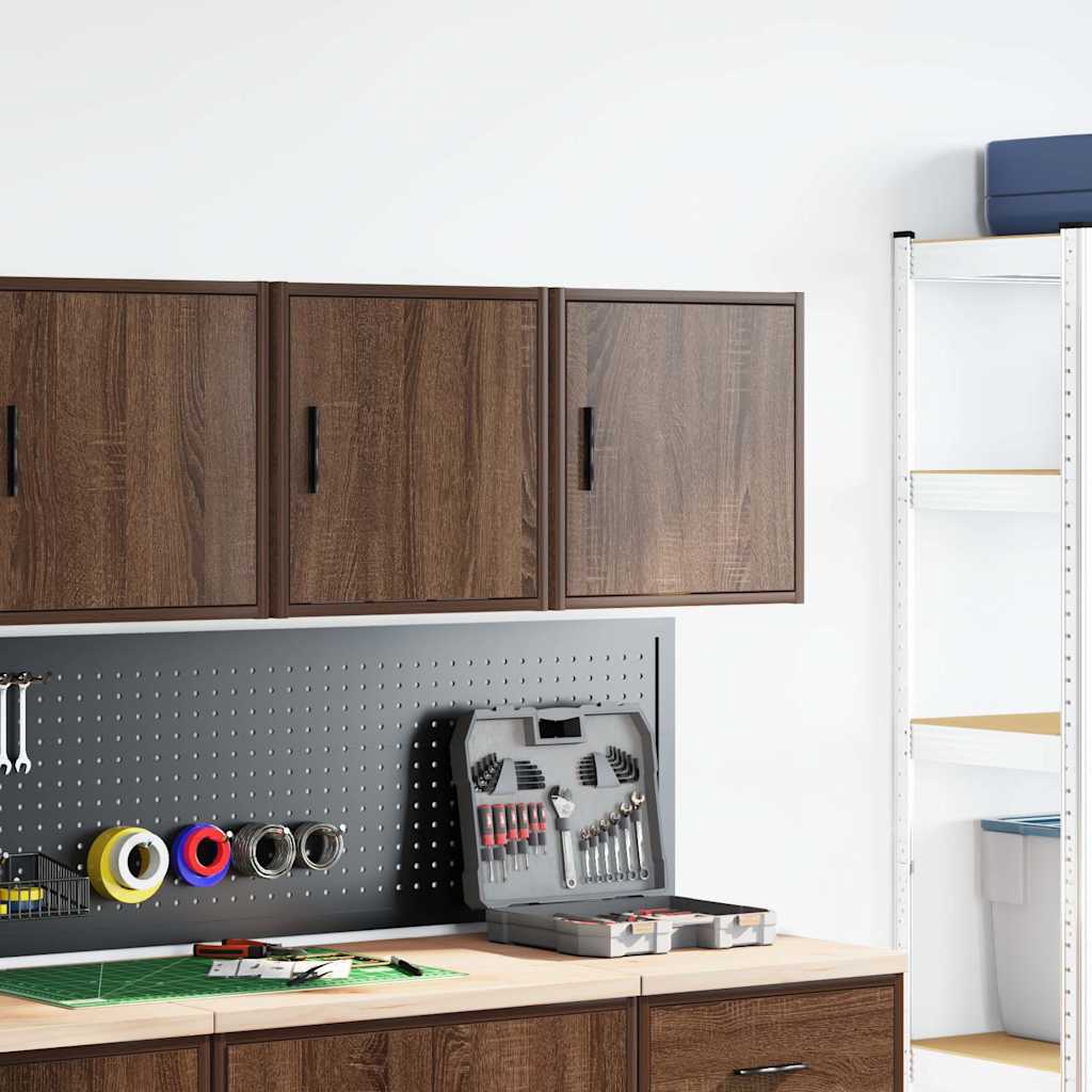 Vidaxl garagewandkasten 2 st spaanplaat bruin eiken