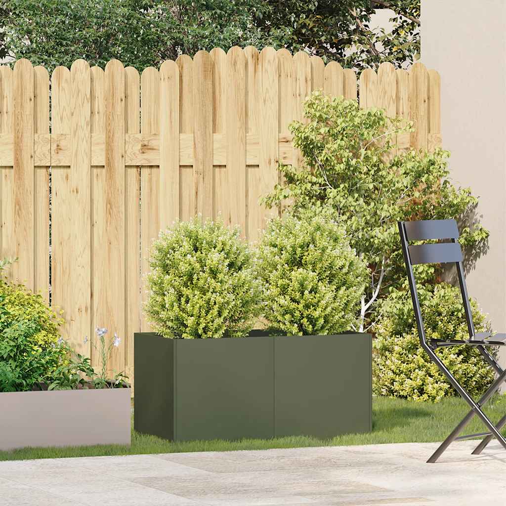 Fioriera Vidaxx 80x40x40 cm in acciaio laminato a freddo verde oliva