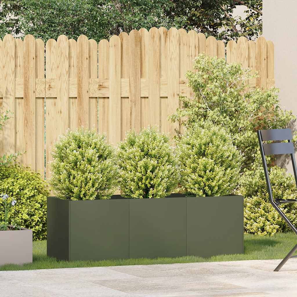 Vidaxl plantenbak 120x40x40 cm koudgewalst staal olijfgroen