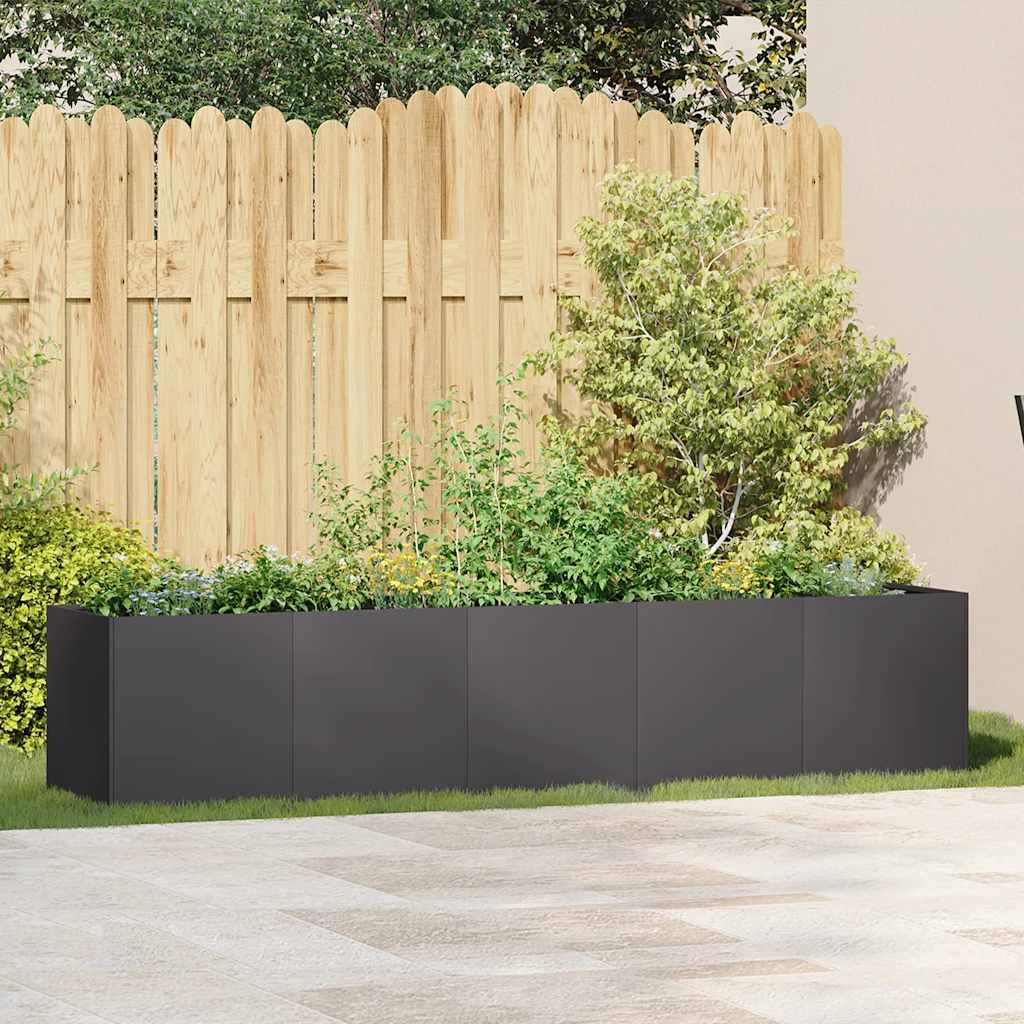 Fioriera Vidaxx nera 200x40x40 cm in acciaio laminato a freddo