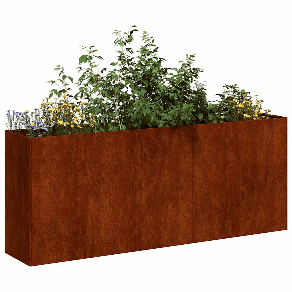 Jardinera vidaxx oxidada 200x40x80 cm acero resistente a la intemperie