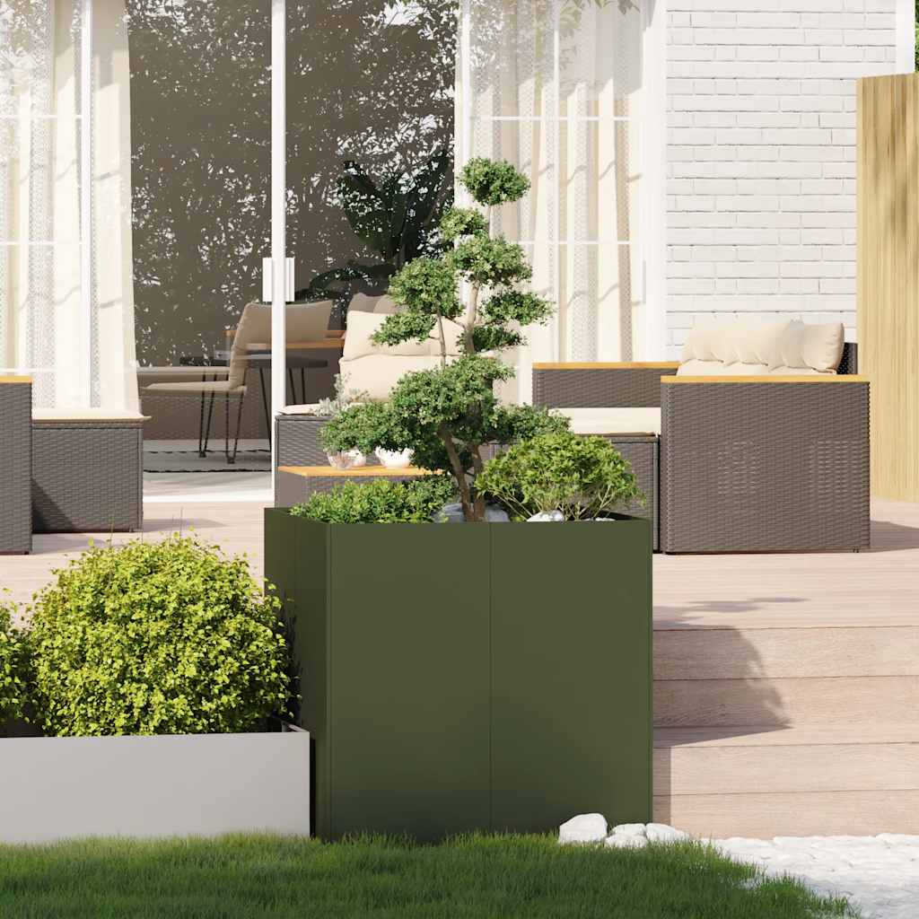 Vidaxx jardinera 80x80x80 cm acero verde oliva