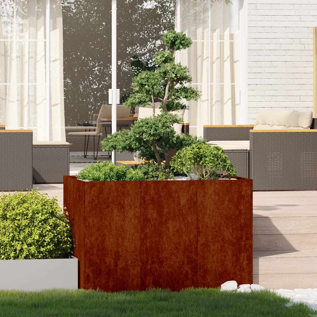 Fioriera Vidaxx arrugginito 120x80x80 cm in acciaio resistente alle intemperie