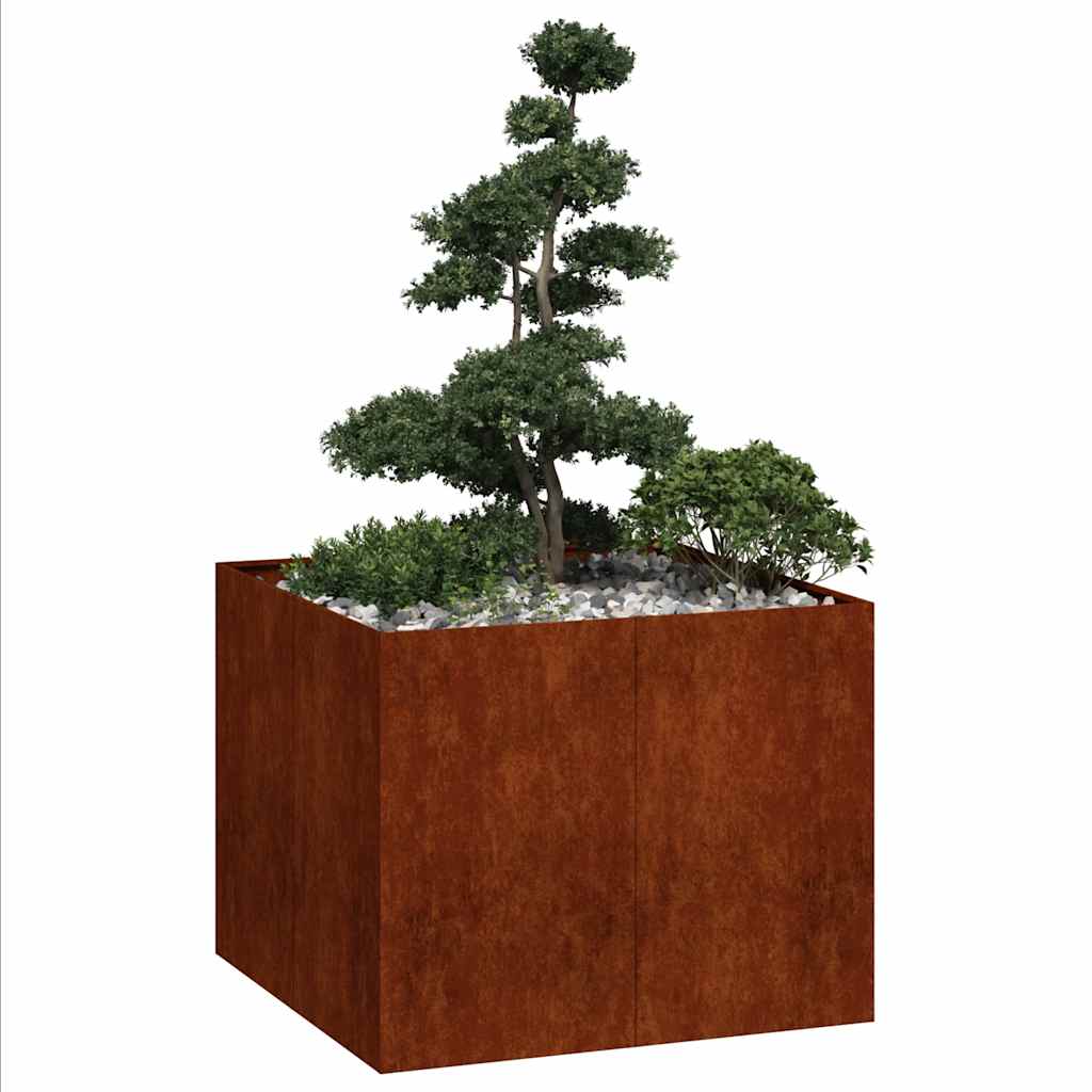 Jardinera vidaxx oxidada 100x100x80 cm acero resistente a la intemperie