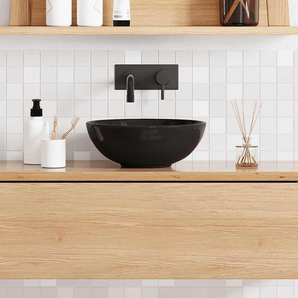 Lavabo vidaxx ø28x10 cm cerámica negro brillo