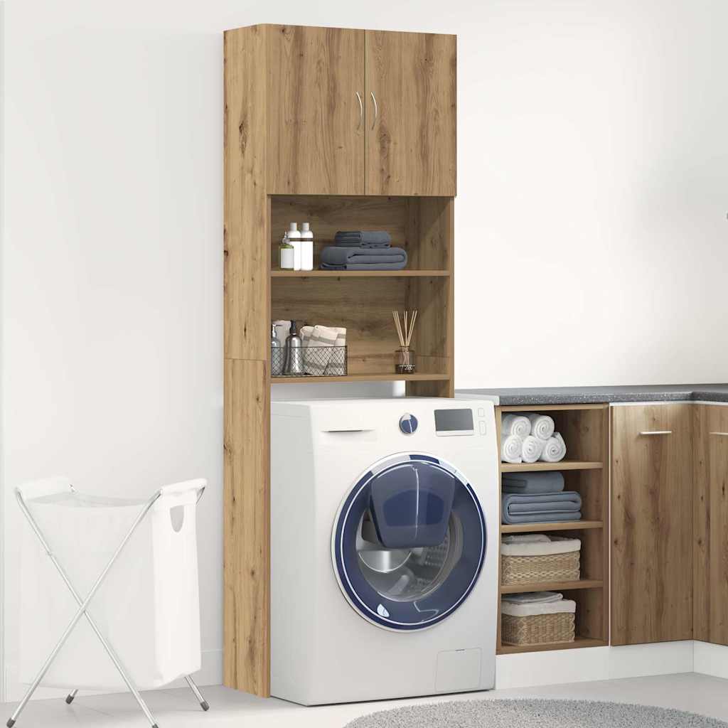 Mueble para lavadora Vidaxx 64x24x190 cm de madera artesanal, color roble artesanal