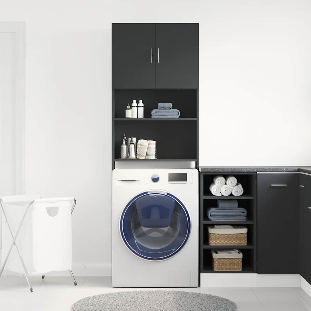Mobile per lavatrice Vidaxx 64x24x190 cm rifinito in legno nero