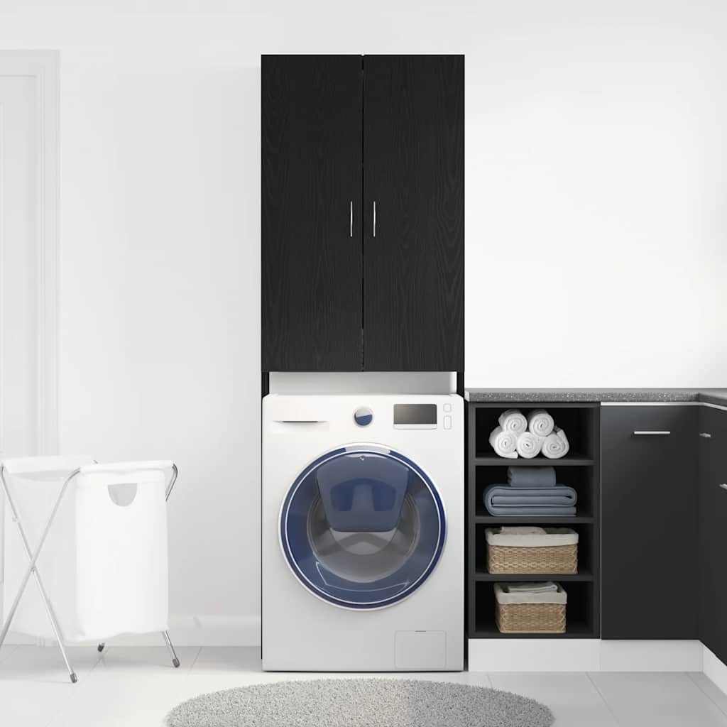 Vidaxl wasmachinekast 64x25,5x190 cm zwart eikenkleur