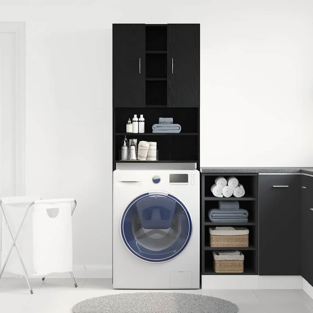 Vidaxl wasmachinekast 64x25,5x190 cm zwart eikenkleur